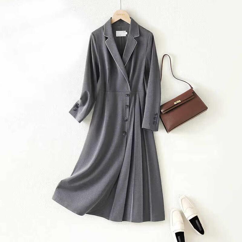 IHIMI Women s Elegant Pleated Blazer Dress L