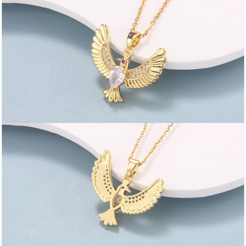 Light Luxury Zircon Owl Kingfisher Pendant Necklace Stainless Steel New Design Bird Choker Jewelry Party Gifts For Women Girls