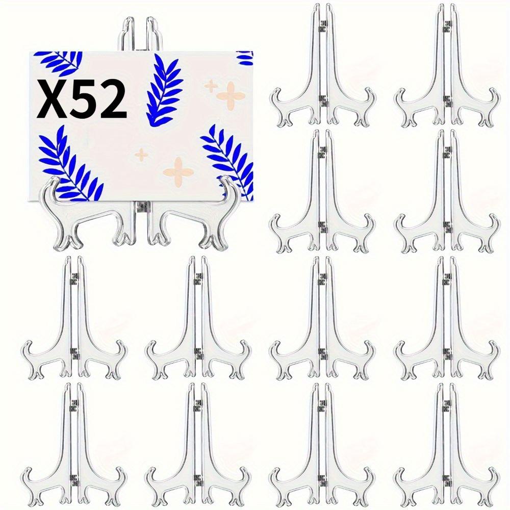 Set of 52 Clear Plastic Classic Style Easels - Display Stand Plate Holders for Pictures, Artworks, and Plaques