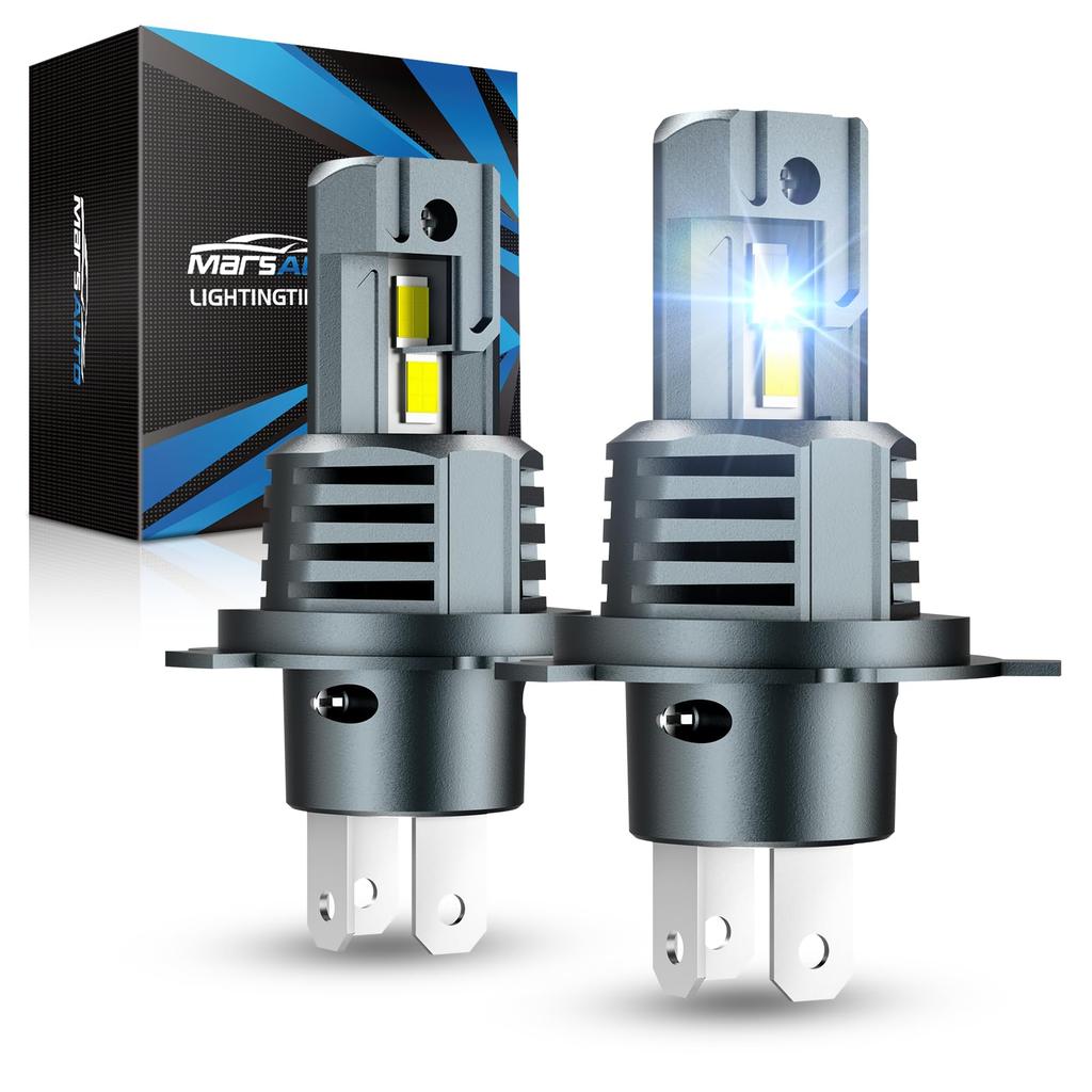 Marsauto H4 LED Vehicle Inspection Super Halogen Easy IP68 Ultra Strong Cooling Instant Long Headlight, Hi/Lo, Compliant, 28,000LM, 6,000K White,