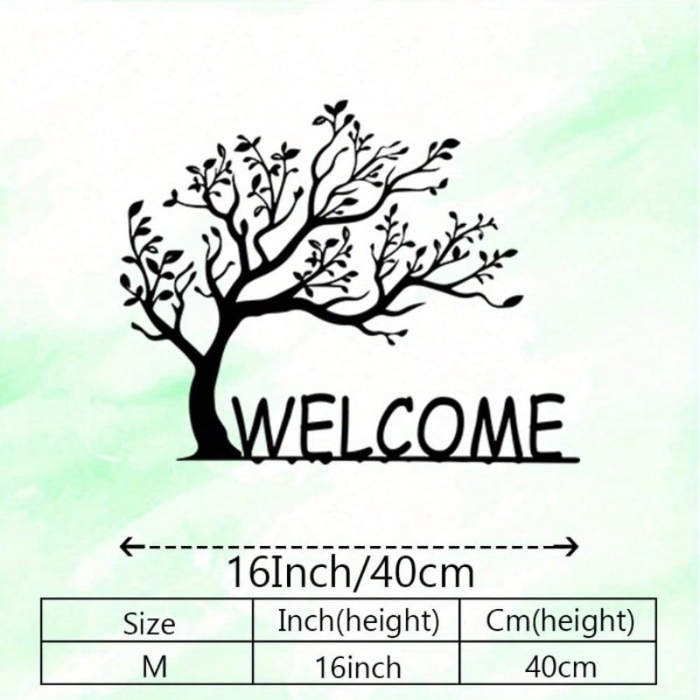 Vintage Black Metal Welcome Sign Rustproof Wall Art Home Office Decor Christmas Gift