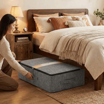 Clear Window Under Bed Storage Bag Large Capacity Quilt Storage Bag Wardrobe Organizer  For Bedroom