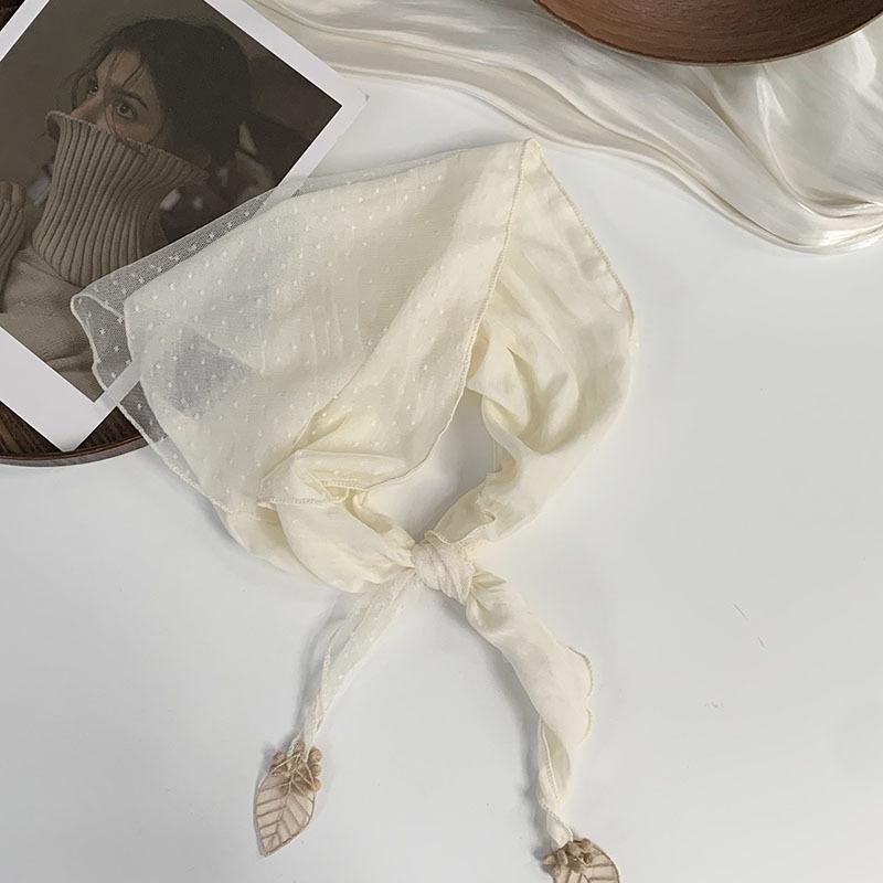 

Шелковый шарф женский высококлассный новая мода косынка ромбовидная пряжа лист кулон шарф тонкий шарф шаль бежевый