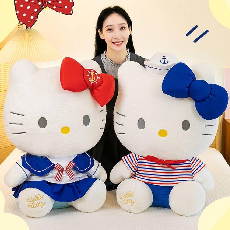 Adorable Navy Hello Kitty Plush Doll Soft Toy For Girls Cute Collectible Gift 40cm To 80cm Sizes