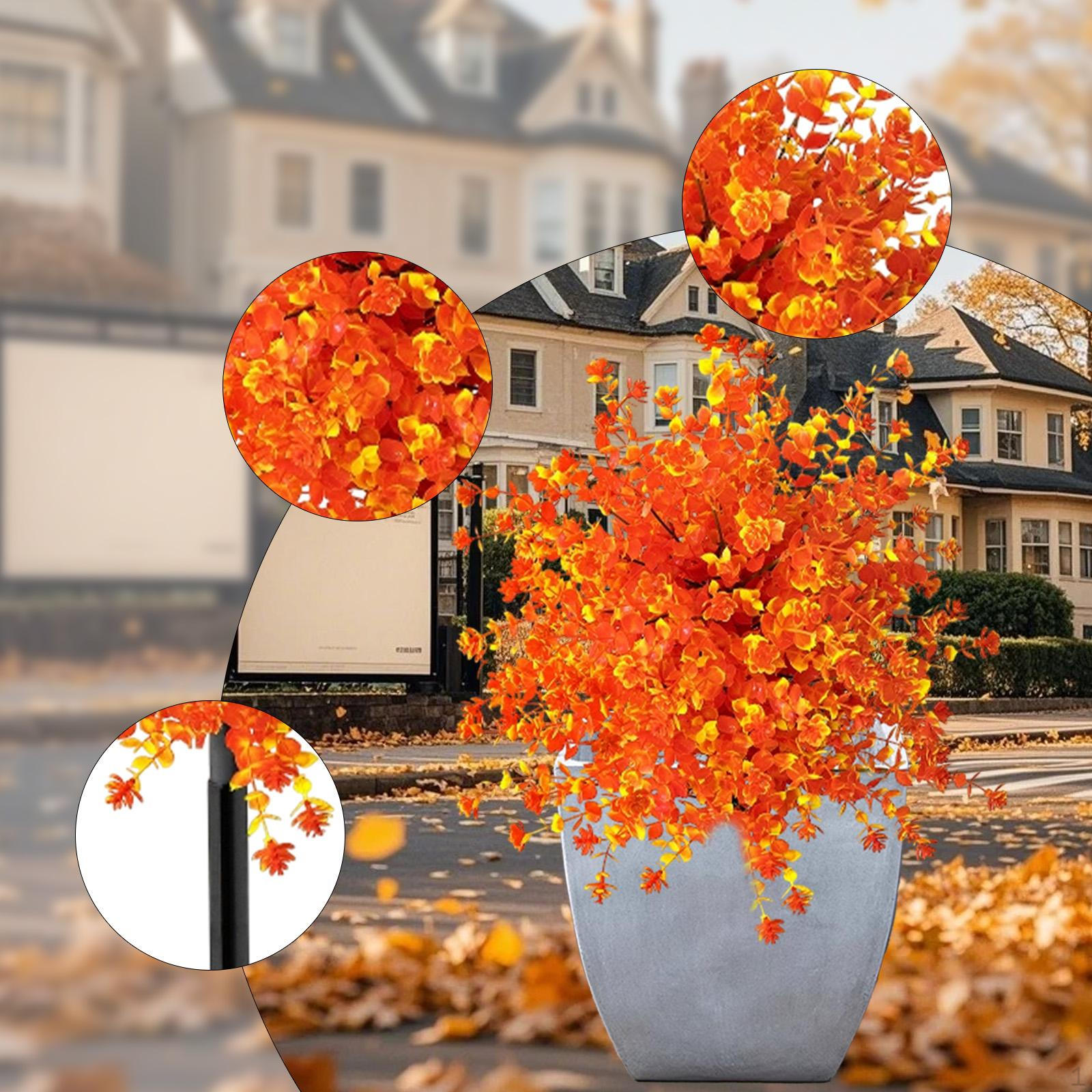 

Artificial Plants Garden Stake Flowers with Ground Spike, Fall Decor Faux Shrub for