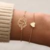 S Imple And Personalized Hollow L Otus Bracelet Fashion 2-piece Set