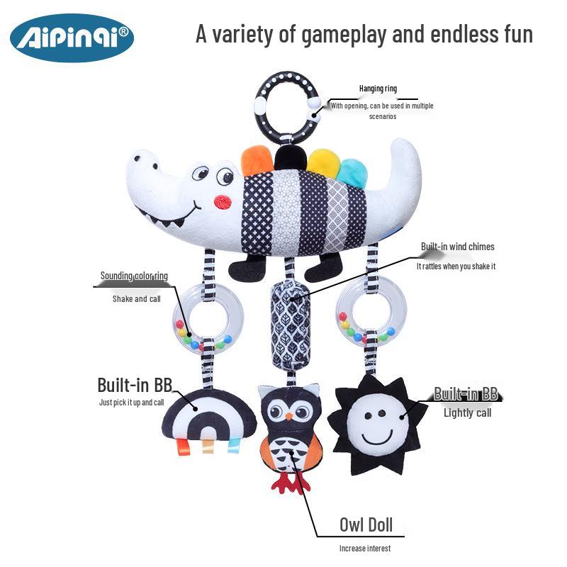 Black & White Baby Mobile: Infant Stroller & Car Hanging Pendant for Newborn Visual Training.