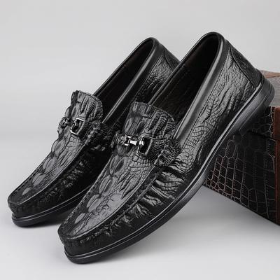 Summer Low-heeled Crocodile Pattern Light Luxury Business Leather Shoes Light Driving Shoes