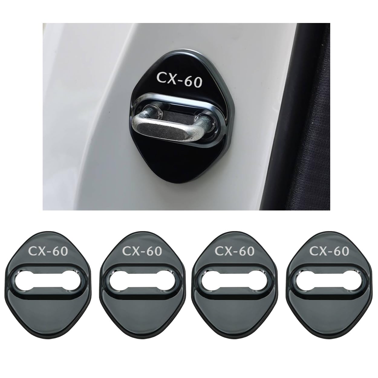 

Накладки на дверные скобы Haoshilianfa для Mazda и KH Series 2022 из нержавеющей стали, на дверные замки, простой набор из 4 штук CX-60/CX60 KH5P, KH3P, KH5S3P, KH3R3P, чёрный