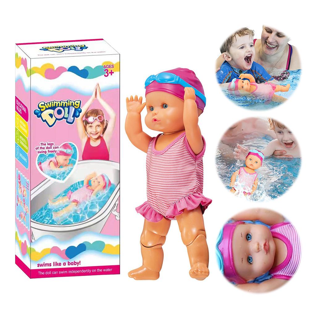 Swimming Doll Waterproof Water Baby Doll with Movable Joint and Detachable Suit Kids Bathroom Bath Toy Birthday Gift for Kids