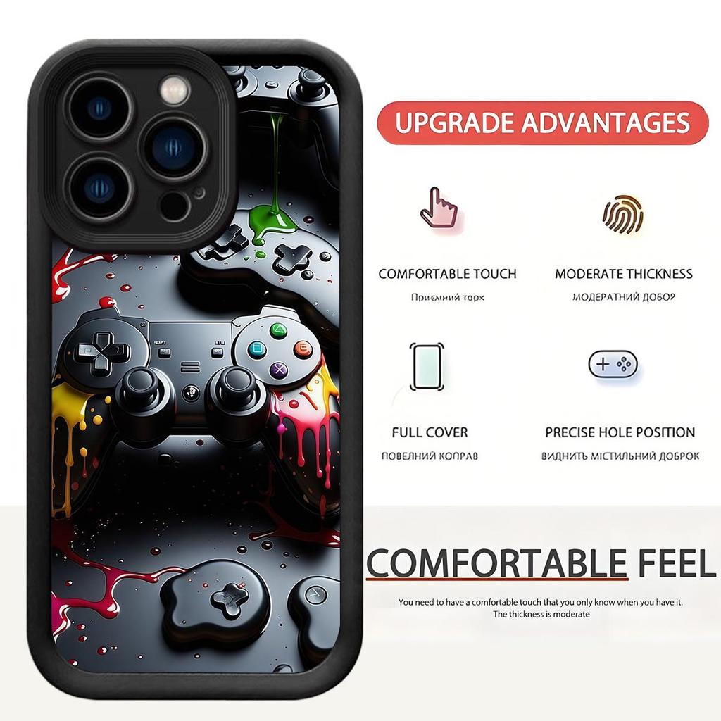 New Groove Gaming Console Pattern Black Phone Case for iPhone 14/15/16/17 Pro Max