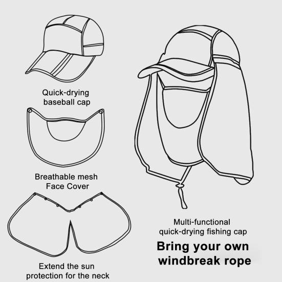 Yousheng Fishing Hat Sun Protection Wide Brim Breathable Mesh Design Sun Hat with Shawl Outdoor Activities Cycling Sunshade Hat