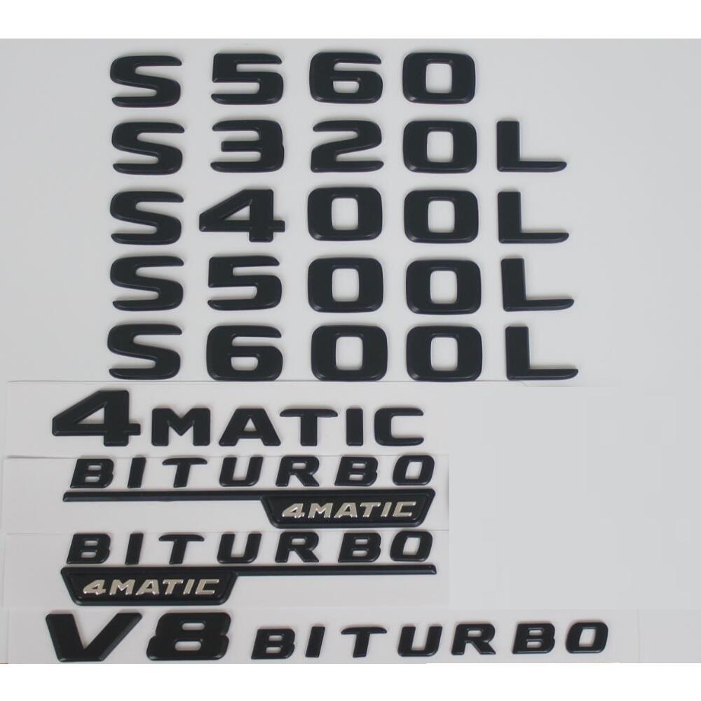 

Trunk Black Emblems Badges For Mercedes Benz W222 S320L S350L S400L S420L S450L S500L S550L S560L S580L S600L S650L S680 4MATIC S 400L