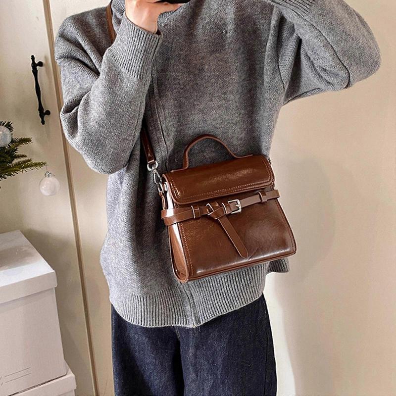 Borsa da Donna in PU Borsa a Tracolla Borsa a Mano Retrò Borsa a Messaggero alla Moda Borsa per lo Shopping e gli Appuntamenti Borsa a Spalla Autunno Inverno Rossa