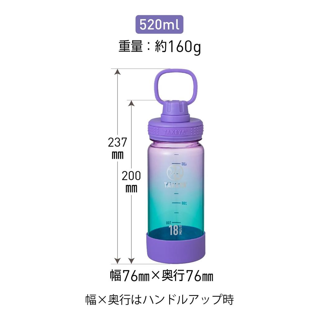 Takeya Official Clear Bottle 520ml Durable Bottle TAKEYA FLASK Scale Carry Handle with Silicone Bumper Water Bottle Lightweight Direct Drinking