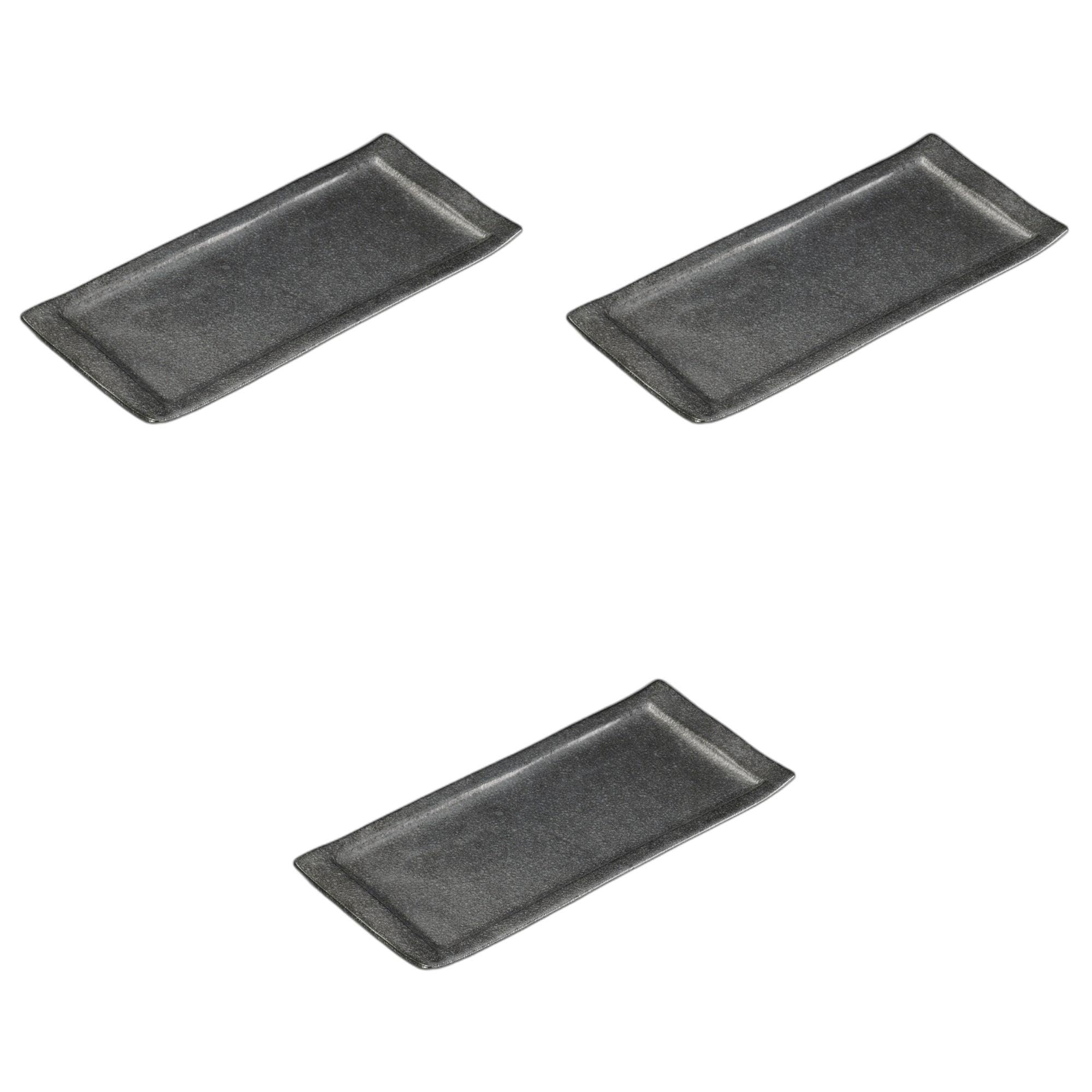 

Setomonohonpo Set of 3 Large Black and Silver Ceramic Plates x 14 x Long Plates (Setomonohonpo) [31.4 2.2 cm]