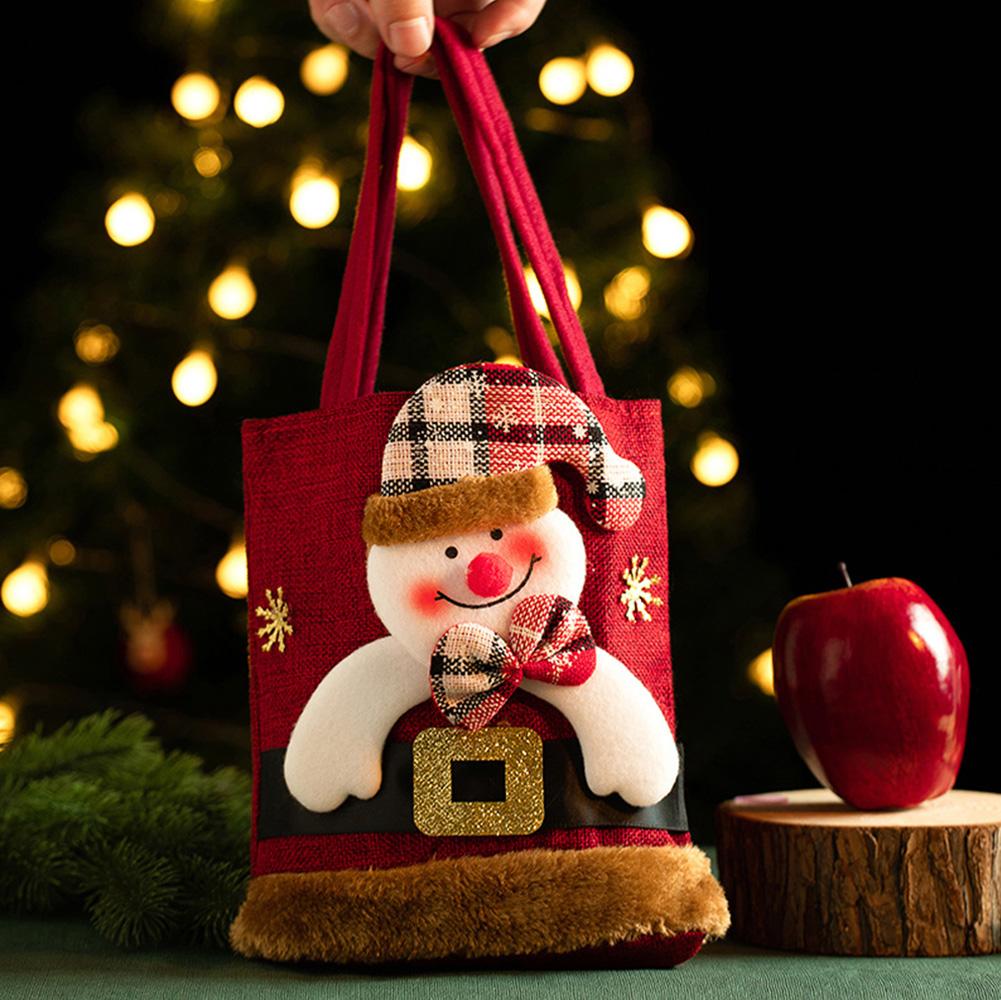 Weihnachtsgeschenktüte Leinenstoff Süßigkeiten Handtasche Heiligabend Apfel Aufbewahrungstasche Weihnachtstasche für Feiertagsgeschenke Partygeschenke