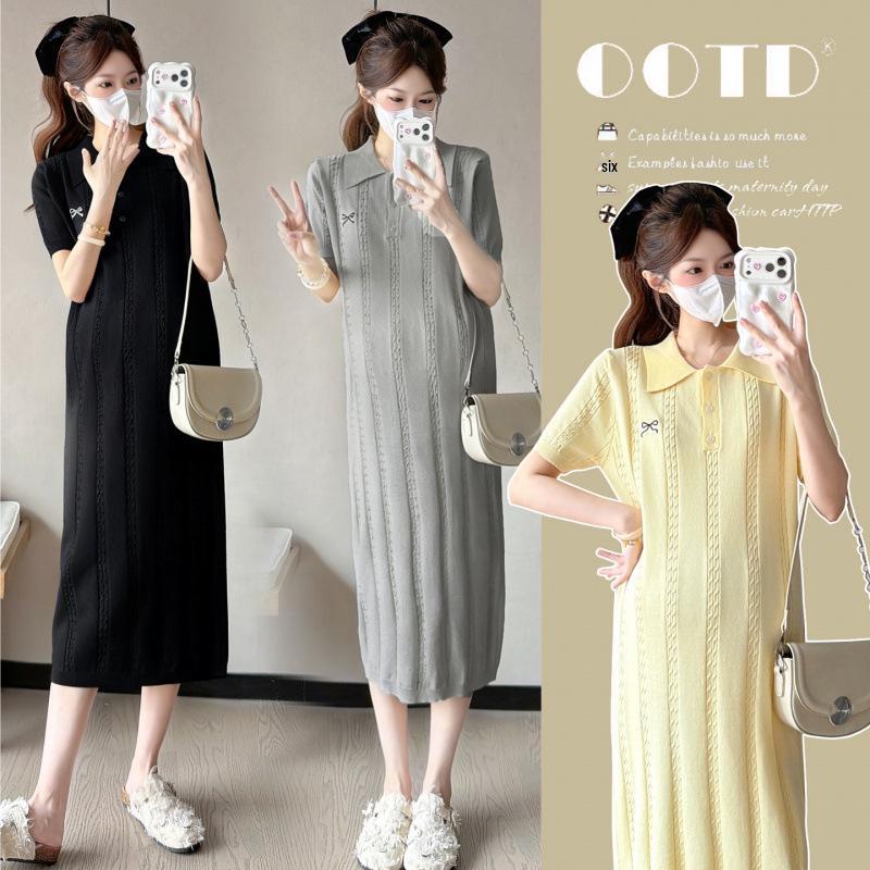 Maternity Summer Trendy Plus Size Knit Dress: Casual, Slimming & Versatile