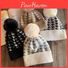 Retro Houndstooth Knit Cap For Women With Warmth And Fashionable Design For Autumn