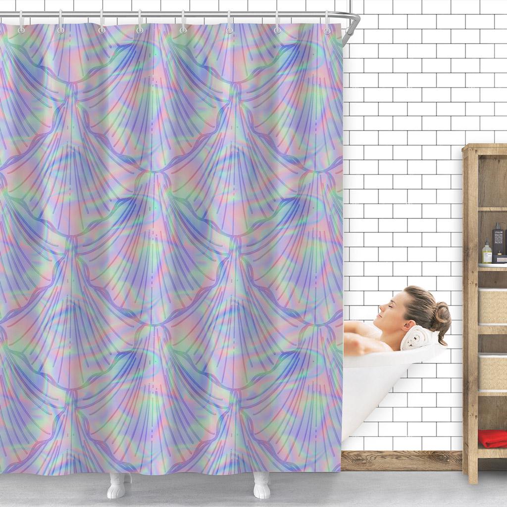 Buy Holographic Print Polyester Waterproof Mildewproof Bath Curtains