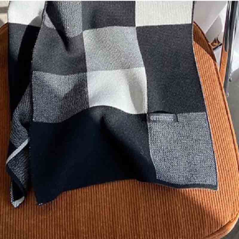 Sciarpa di Lana Invernale da Uomo Moda Sciarpa a Contrasto Sciarpa Spessa Calda in Lana con Velluto Regalo di Natale