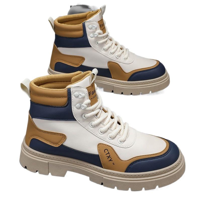 Fashion 2025 Autumn Men High Top Boots Outdoor Leather Ankle Boots Comfortable Casual Moccasin Male Work Boots Classic Handmade Shoes