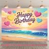 2D Pastel Beach Birthday Photography Backdrop Kids' Party Decoration Clo