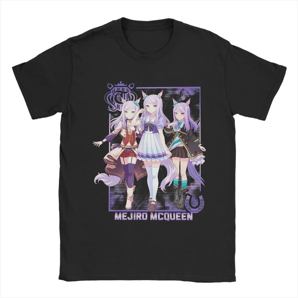 Rice Shower Uma Musume Anime T Shirts Men's Cotton Leisure T-Shirt Crew Neck Tee Short Sleeves Plus Size Loose Comfortable soft