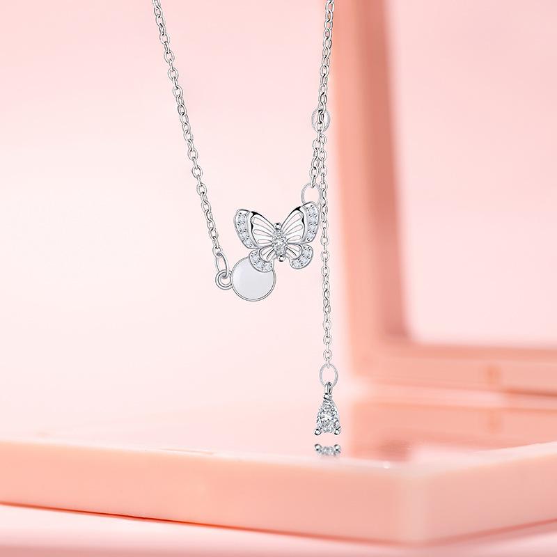 

Ожерелье с кисточками в виде бабочки, темпераментная мода, женская цепочка на ключицу из нержавеющей стали от холодного ветра