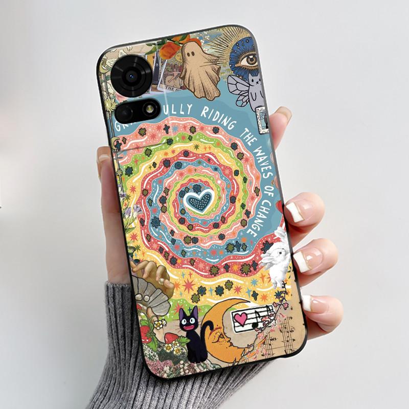 Cute Case For TCL K23 / TCL K24 Funda TCL 50 LE T510SPP Capa Printing Shell Protective Cover Soft Silicone Cartoon Black Casing