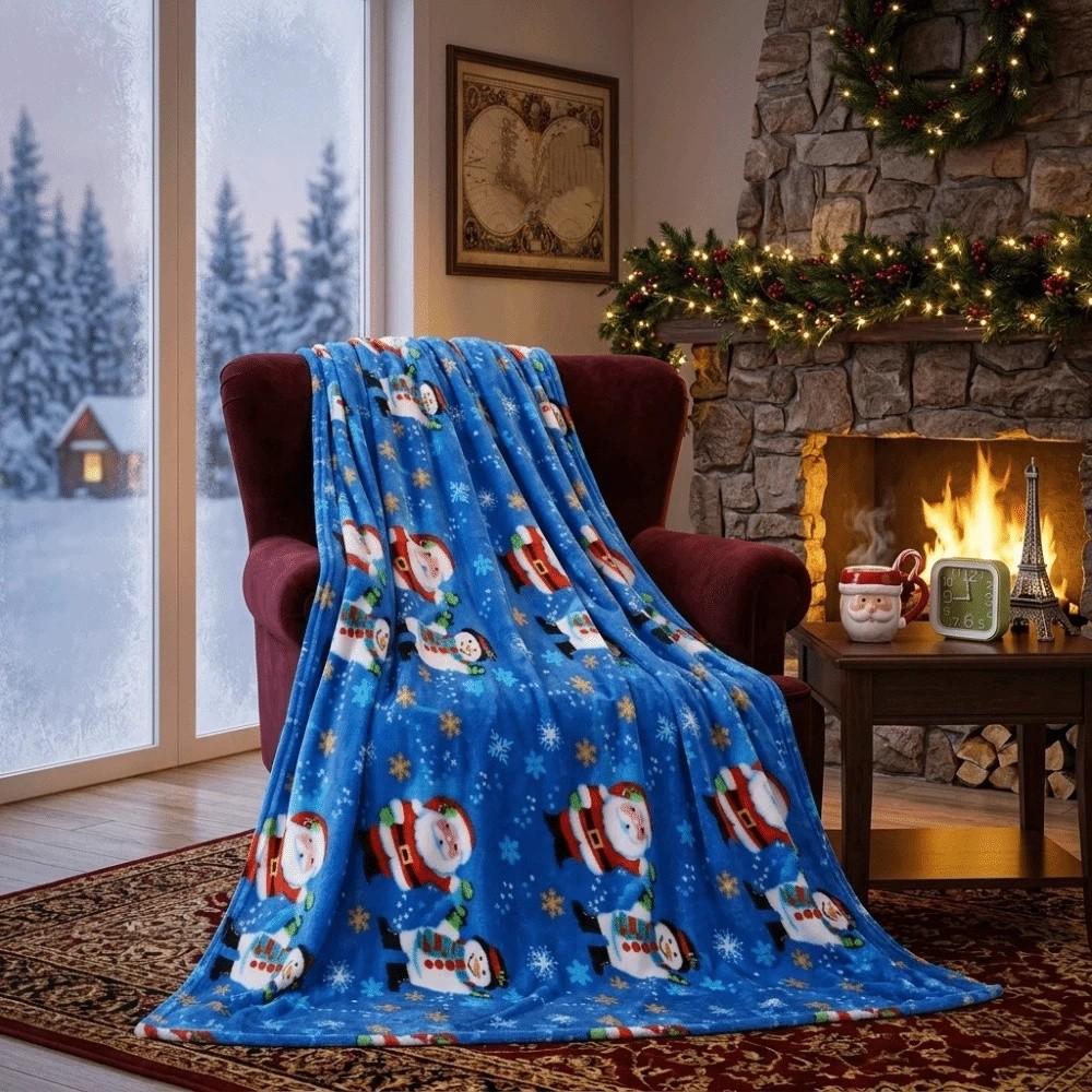 Reindeer Sofa Nap Blanket Snowman Throw Blanket Home Decoration Flannel Blanket  Living Room