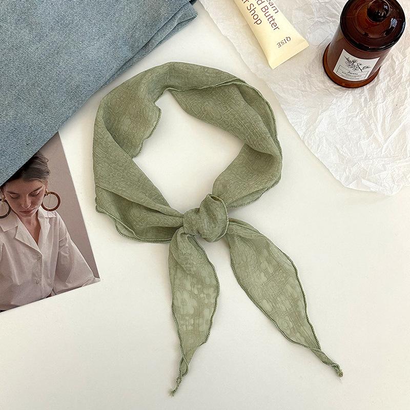 Silk scarf new fashion thin breathable small scarf scarf temperament versatile neck protection scarf rhombus silk scarf waist