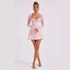 Autumn and winter new European and American sexy lace long-sleeved dress backless lace-up