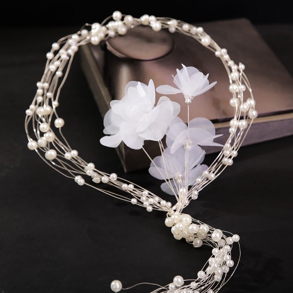 Handmade Pearl Flower Headdress Luxury Bridal Headdress Hairpin Ornaments  Pageant Prom