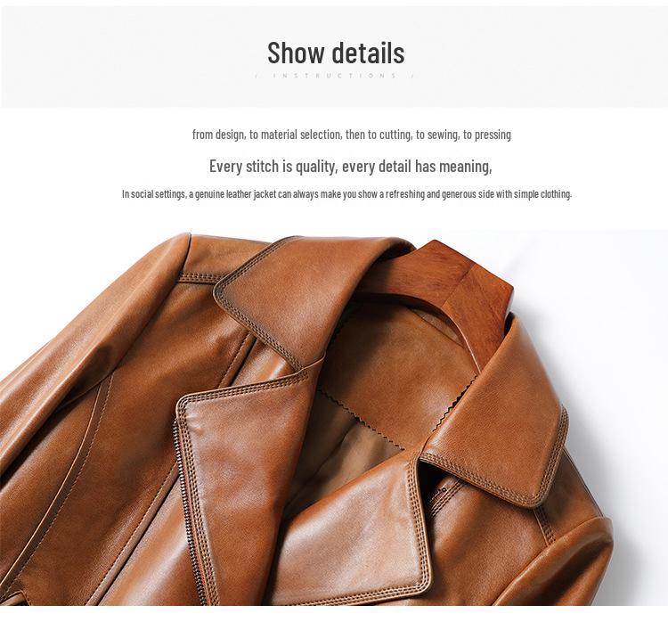 Women's Sheepskin Leather Motorcycle Jacket - Korean Style 2025 Spring/Autumn Outerwear