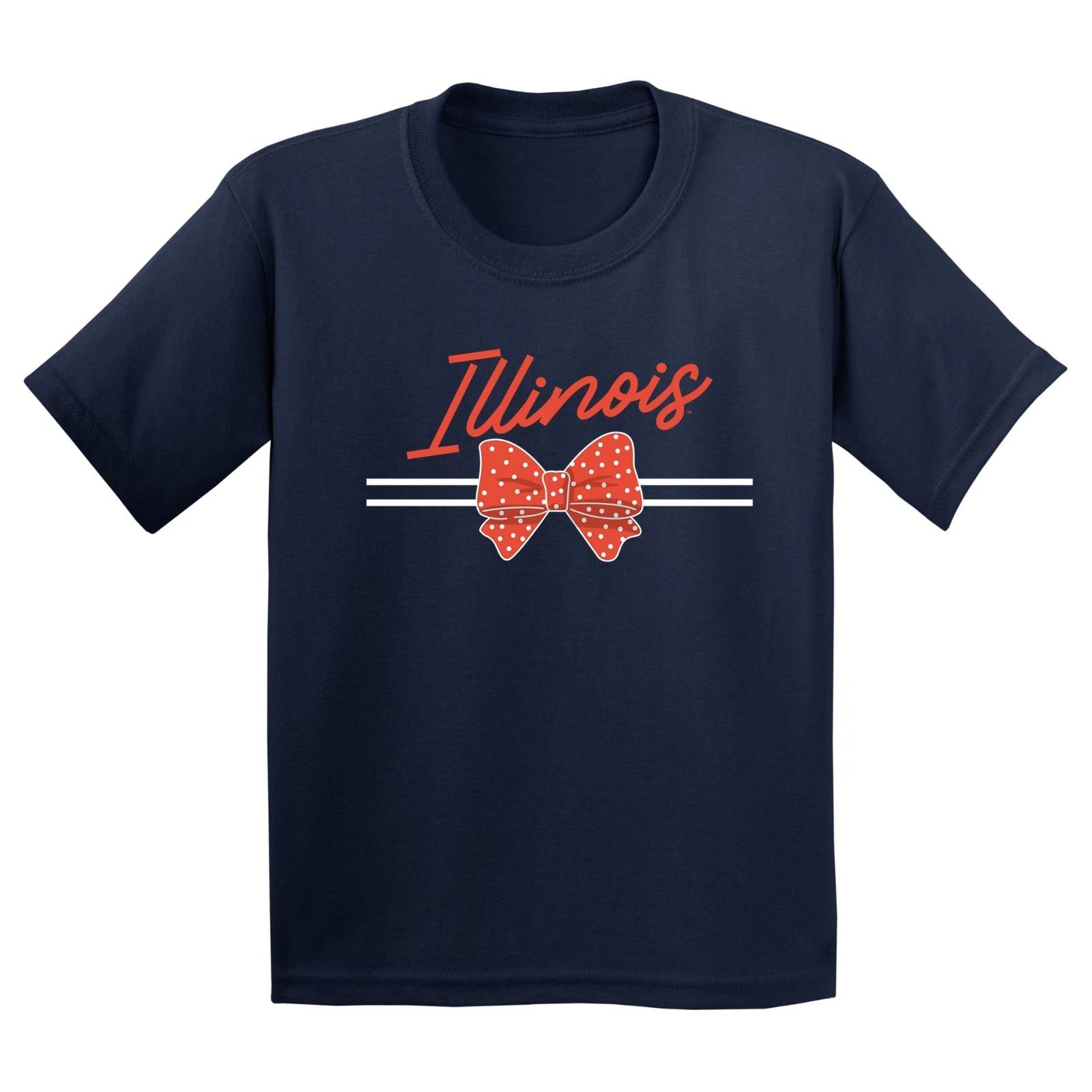 Illinois Bow Script Youth T-Shirt - Navy M