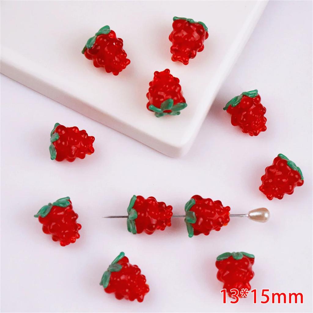 SG14 2Pcs Mini Cartoon Multicolored Cute Fruit Glass Beads Fruits Handmade Raspberries DIY Bracelet Earrings Trend Accessories