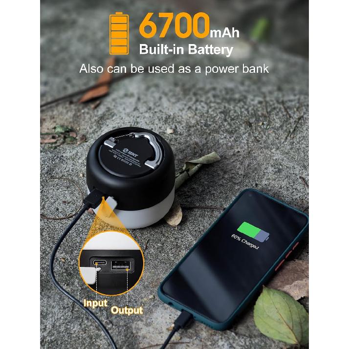 ZMNT LED Camping Lantern Rechargeable 1000LM, Up To 300H Running Time Camping Tent Light, 6700mAh Emergency Hanging Light for Hurricane, Power