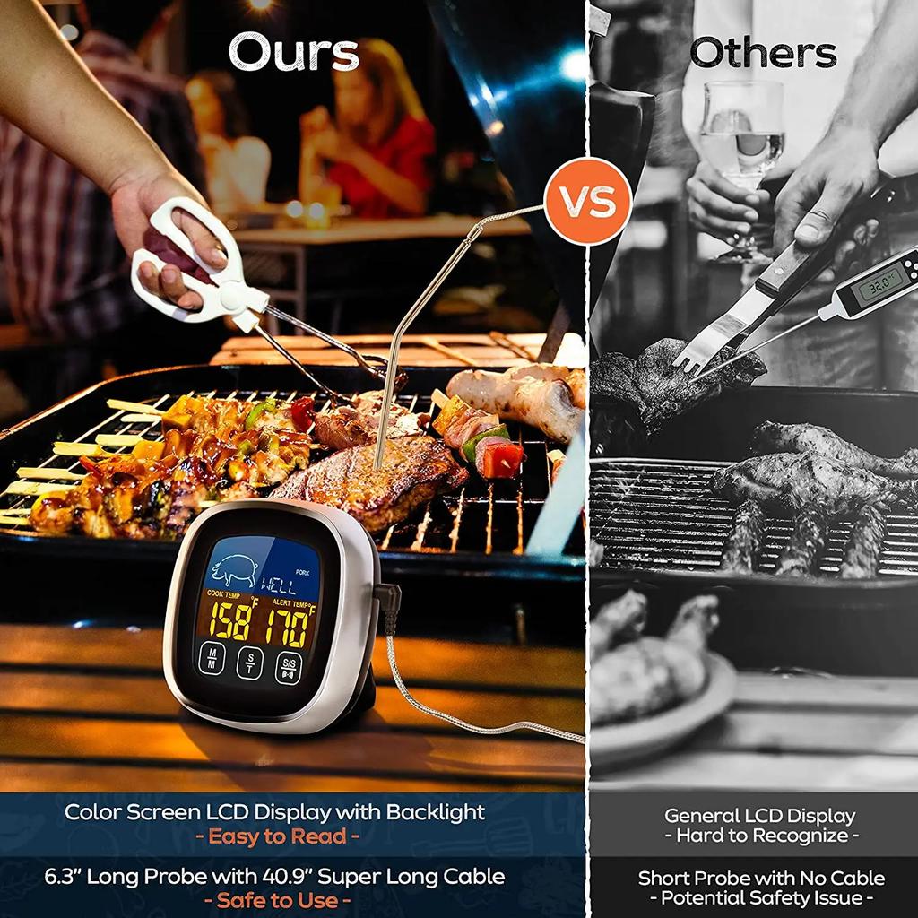 Digital Meat Kitchen Thermometer Stainless Waterproof Meat Temperature Thermometre Probe Oven Cooking BBQ Temperature Meter
