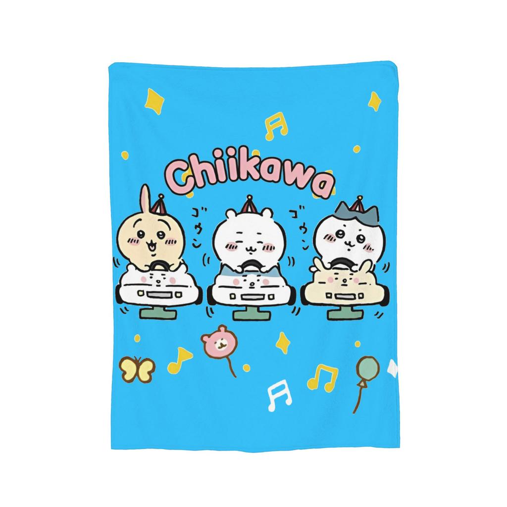 C-Chiikawaa White Momonga Blankets Fleece Spring/Autumn  Multi-function Super Warm Throw Blankets for Bedding Couch Rug Piece
