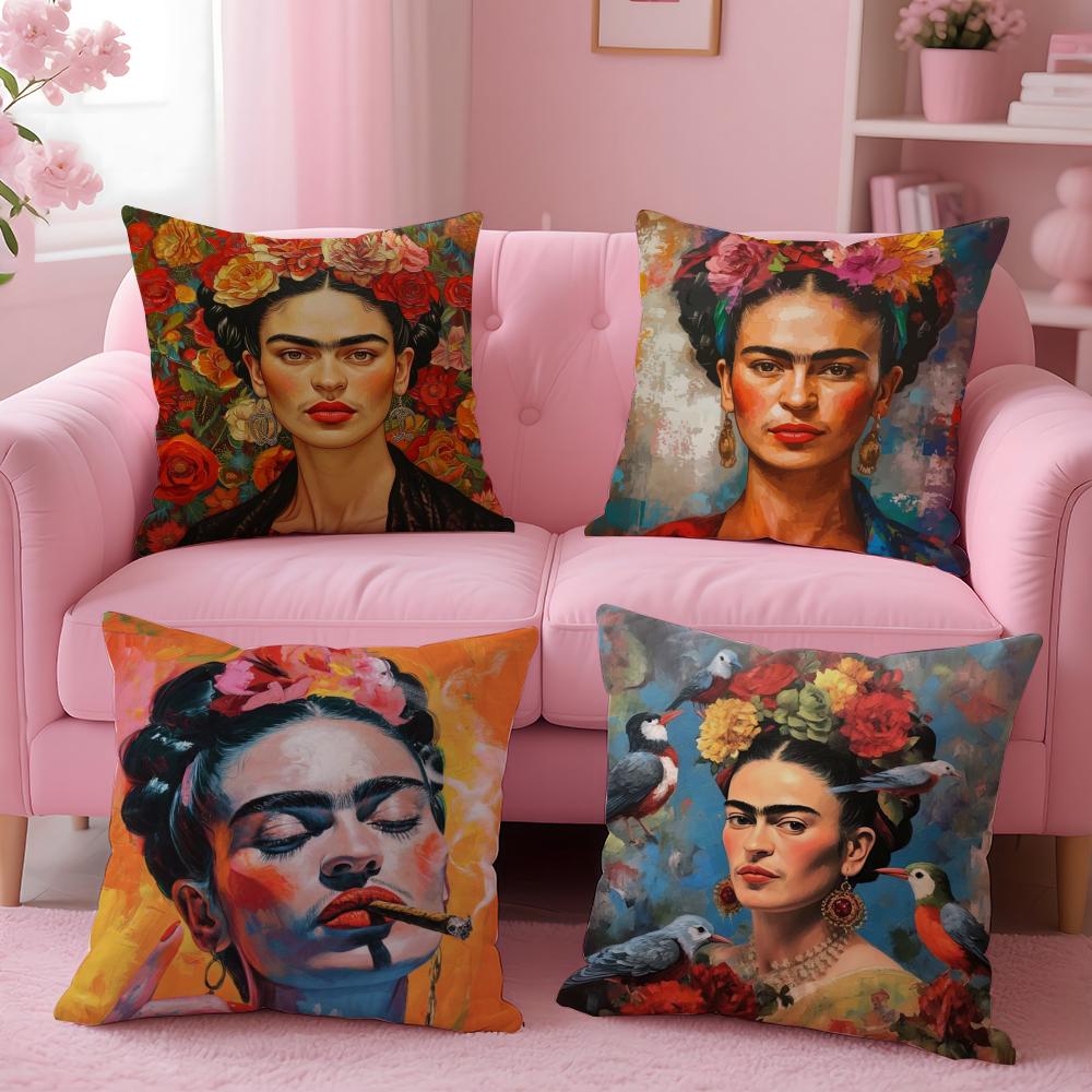 Jessica Chen Unisex Frida Kahlo Painting Art Cushion Cover Comfortable Reversible Pillow Cover Ideal For Car Sofa Bedroom & Beyond