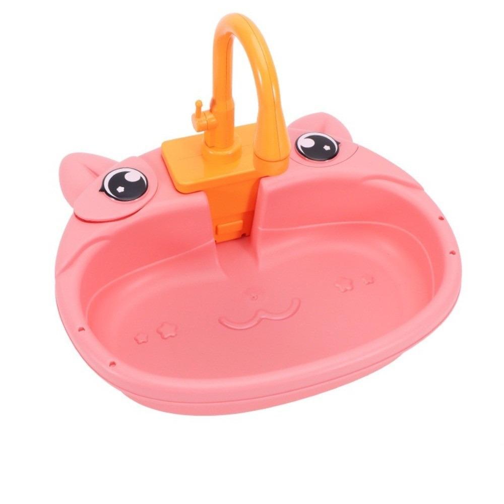 Cartoon Frog Play Kitchen Sink Electric Powered Water Play Toy Kitchen Play Toy розовый