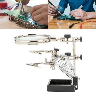 Lötkolben-Stationsständer mit Schweißlupen-Clipklemme Dritte Hand-Desktop-Lupe Lötreparaturwerkzeug