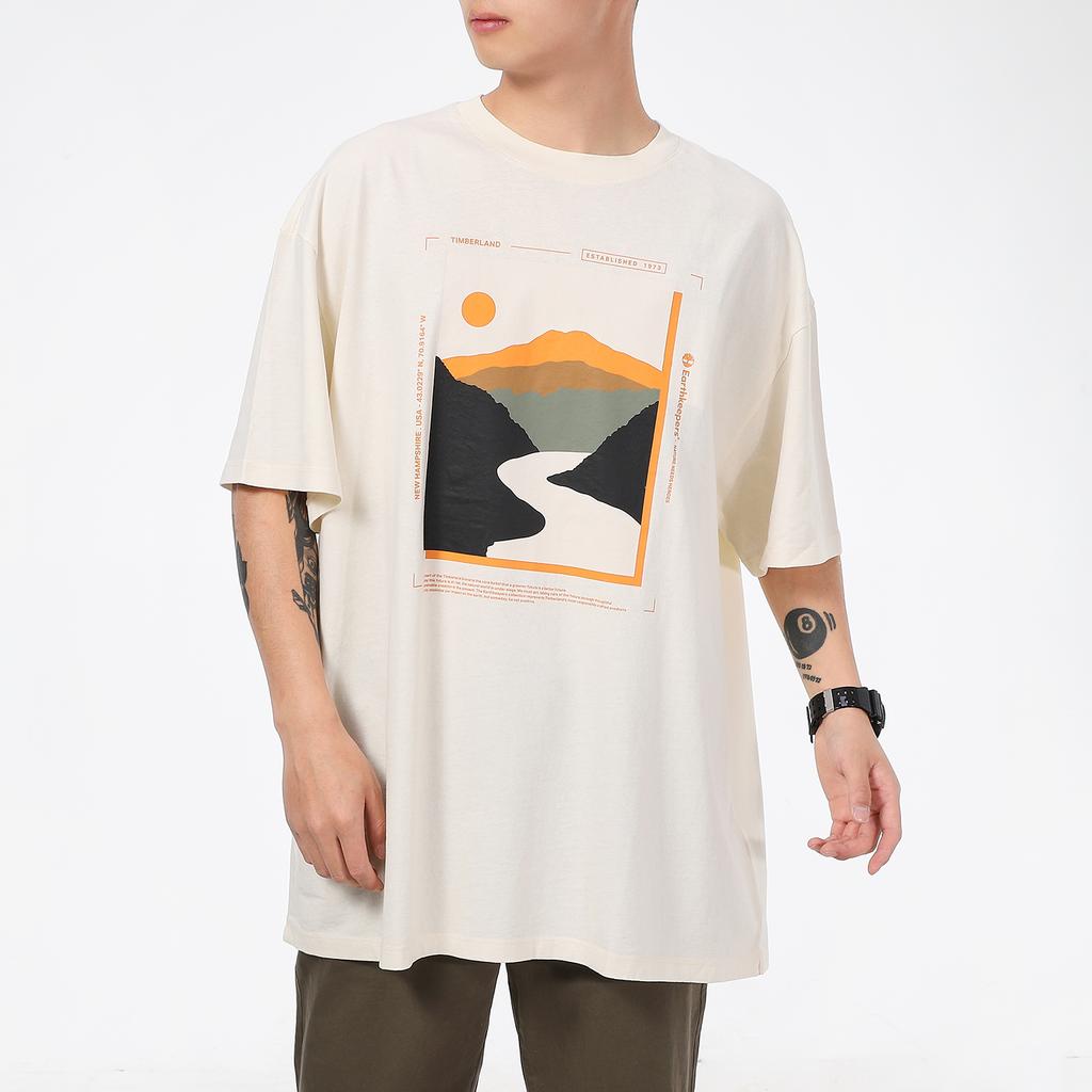 Timberland Pattern Print Quick-Dry Crew Neck T-Shirt Men Tops Smoke-White A2CG8-V04