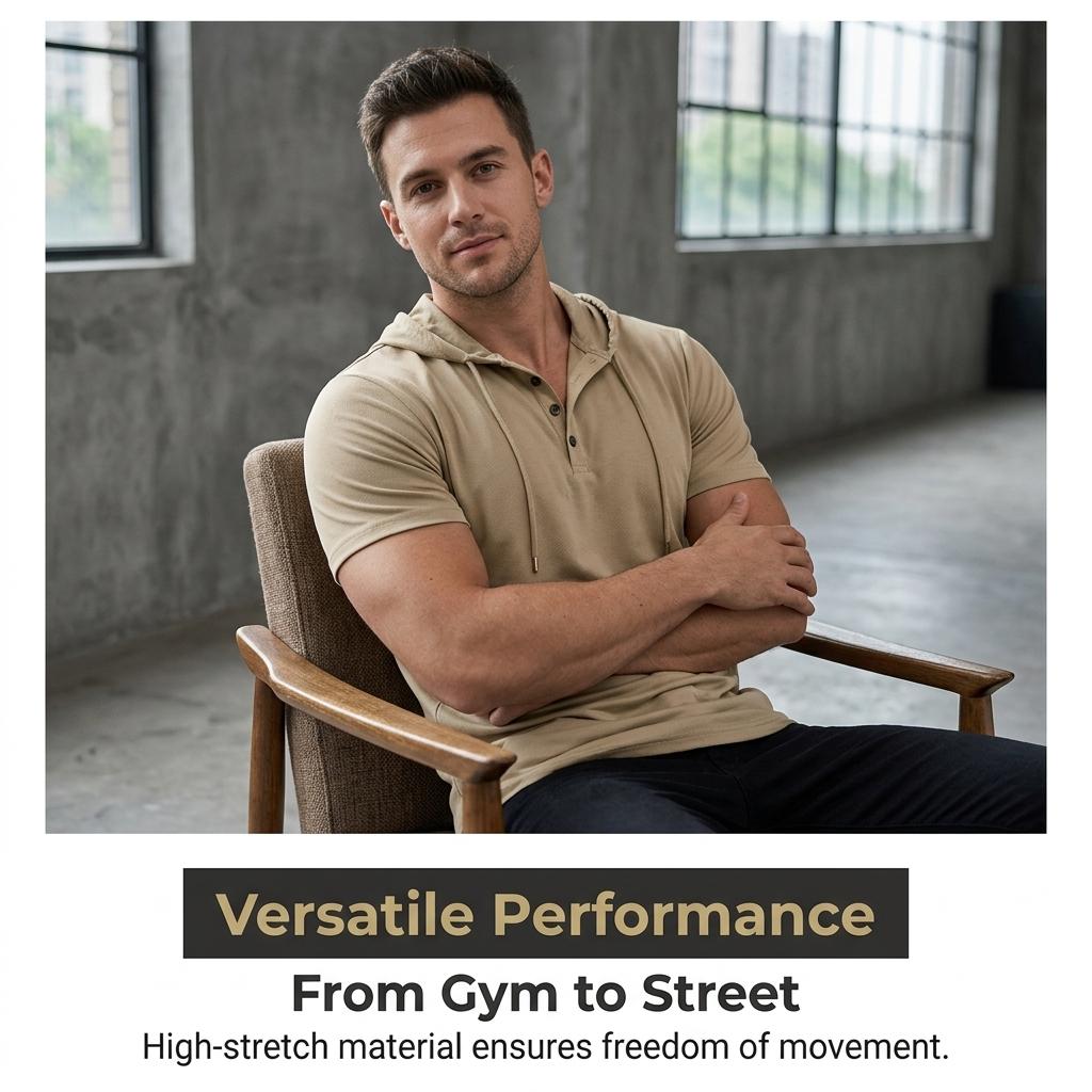 Men'S Sportswear Fitness Short-Sleeve T-Shirt Hoodie Top