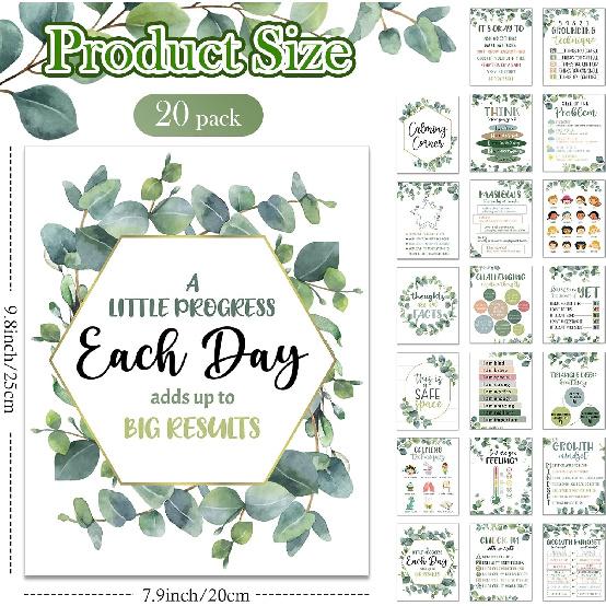 Harloon 20 Pcs Calming Corner Classroom Posters Mental Health Posters Therapy Office Feelings Chart Home Preschool Elementary Classroom Educational