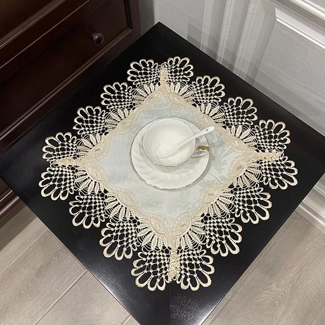 Table Cloth Napkins Table Cover Tablecloth Cup Coffee Mats Placemats Disk Pad Prop Cover Lace Corner Lamp Retro Posing Tea Towel