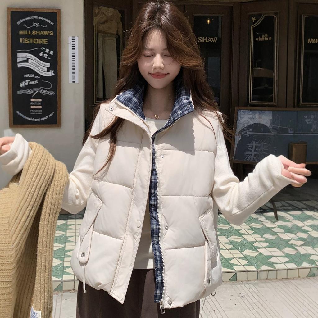 Fashion stand-up collar cotton vest jacket women's autumn and winter new simple versatile cotton vest vest