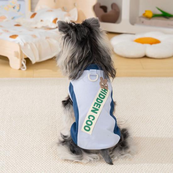 Dog T-Shirt Breathable Pet Vest Summer Dog Clothes Color Block Puppy Tee Shirt with D-Ring for Small Dogs