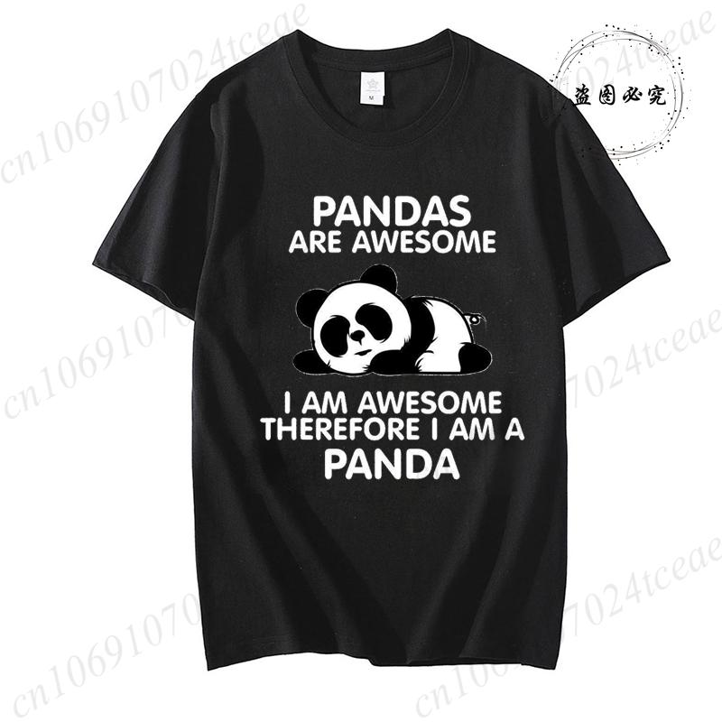 Pandas Are Awesome Print Unisex Tshirt Casual Tshirt Summer Lazy Panda Animal Graphic Fashion Female Tee T Shirts Unisex Clothing